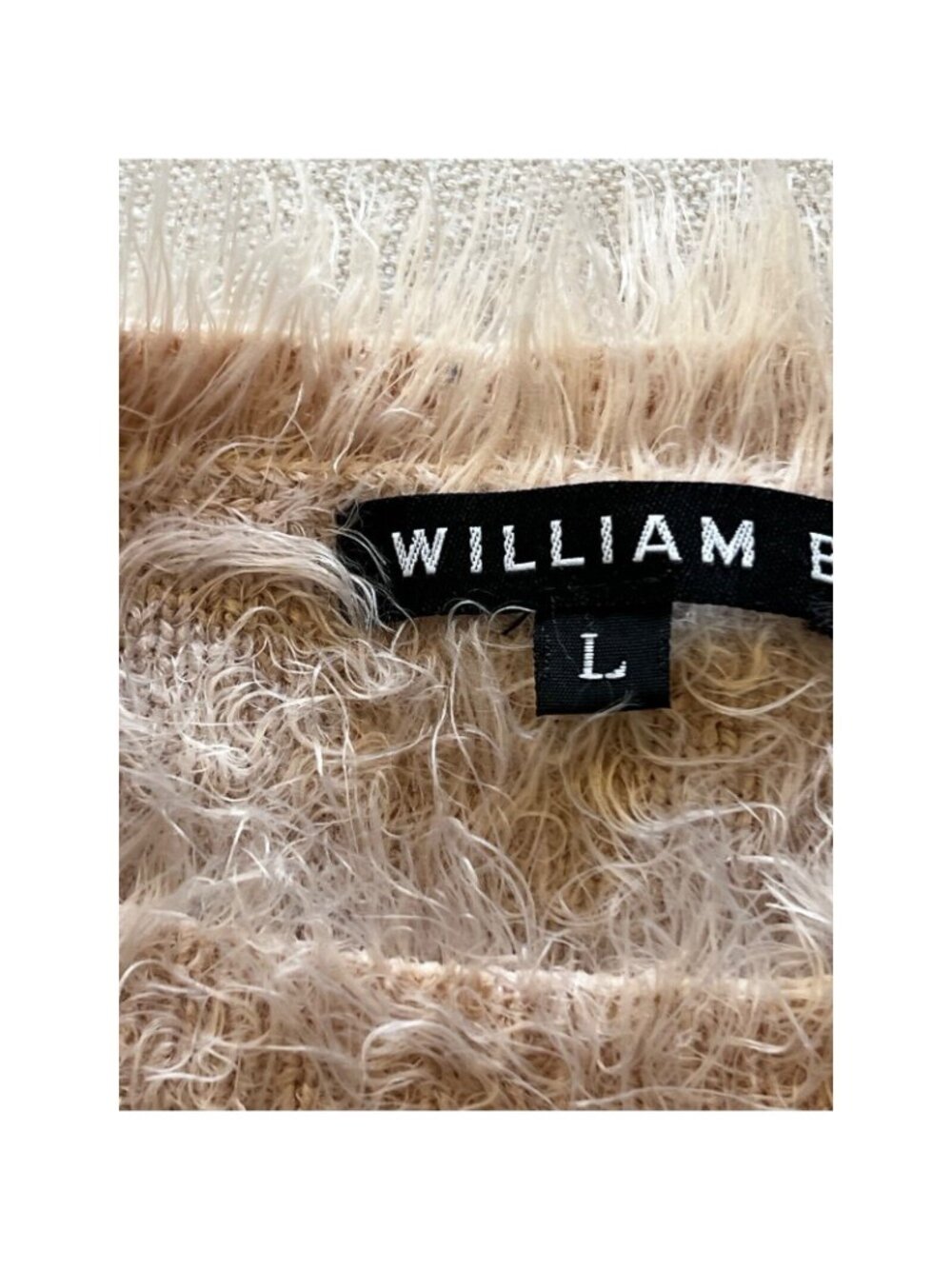 William B Womens Pullover Fuzzy Sweater Beige Lg Back Slit Festival Long Sleeve - Picture 6 of 6